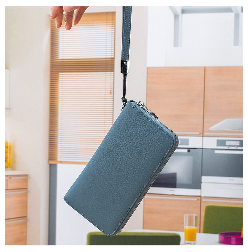 Клатч 时尚潮流防盗刷真皮长款拉链手拿包钱包女2022新款头层牛皮手机包