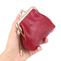 2021 new mini small and small money bag retro genuine leather card bag key bungalow lady hands with coin bag