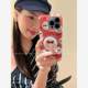 틈새 레드 체크 무늬 모조 다이아몬드 고양이 토끼 선글라스 Apple 16promax 휴대 전화 케이스 iPhone 13 New 15 Women 14Pro 괄호 16Pro 더블 레이어 안티 폴 휴대 전화 케이스