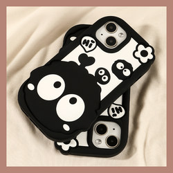 Cute cartoon black briquette silicone suitable for Apple 14ProMax mobile phone case Internet celebrity iPhone13 new 12 women's model 14pro anti-fall 11 niche 13pro creative all-inclusive protective cover soft