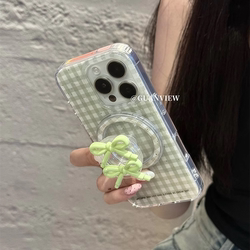 INS 틈새 점검 IPhone 16Promax Apple 15 휴대 전화 케이스 14Pro 더블 레이어 프로세스 13 16 전체 커버 보호 커버에 적합한 3 차원 활 자기 흡입 브래킷.