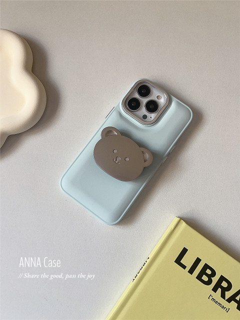 Korean ins milk blue metal bear holder for iphone14promax apple 13 mobile case 11 new 12pro silicone xs female all-inclusive soft shell