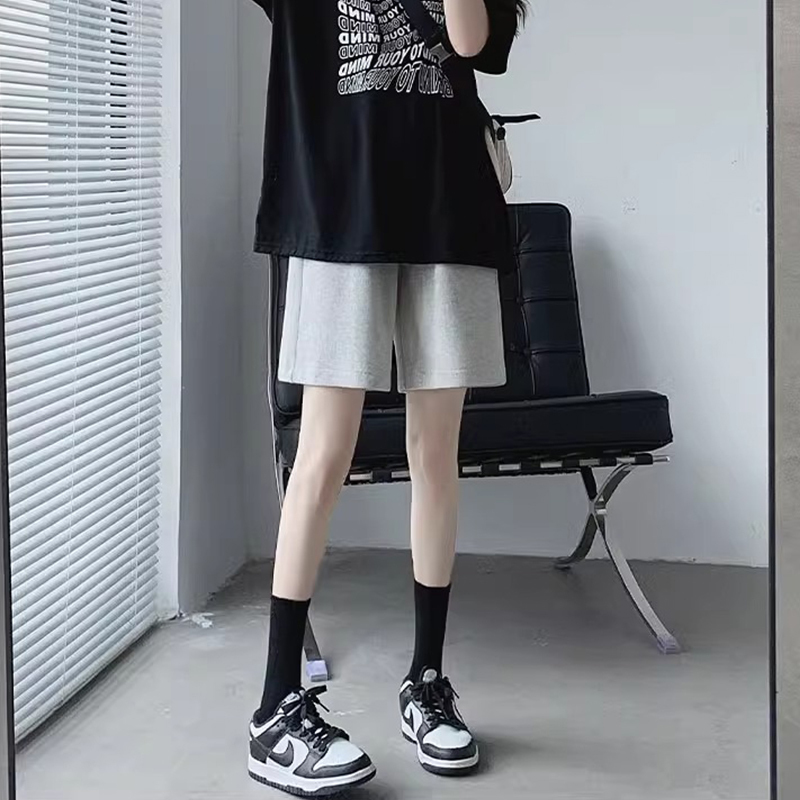 Gray Sports Shorts for Men and Women, New Summer Thin Three-Quarter Pants, Loose Straight Casual Shorts, Wide-Leg Pants