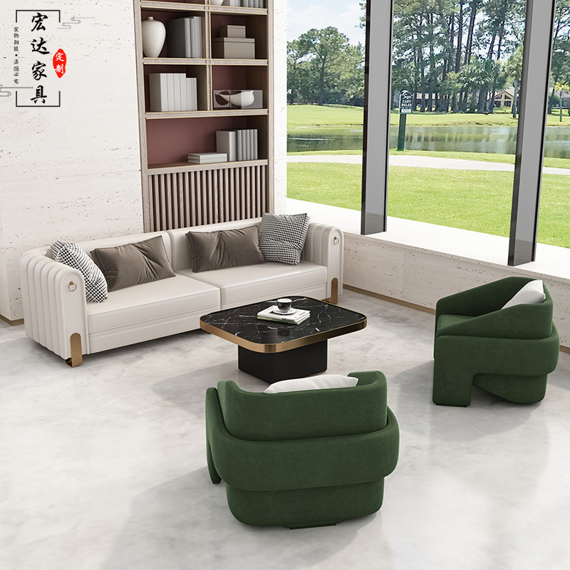 The sample house exhibition center negotiates reception sofa combination light luxury beauty salon hotel lobby one table and four chairs single double card seat