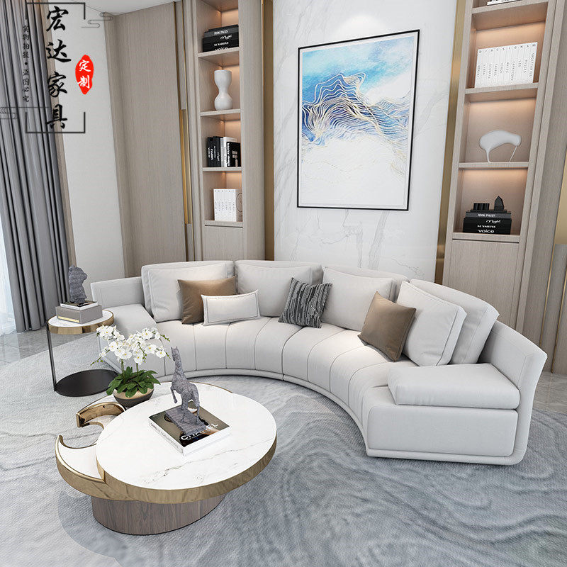 Sample house exhibition center negotiate curved sofa combination light luxury club model room hotel lobby reception area card seat customization