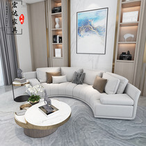 The sales office negotiates the customization of the curved sofa combination light luxury club model room hotel lobby reception area card seat
