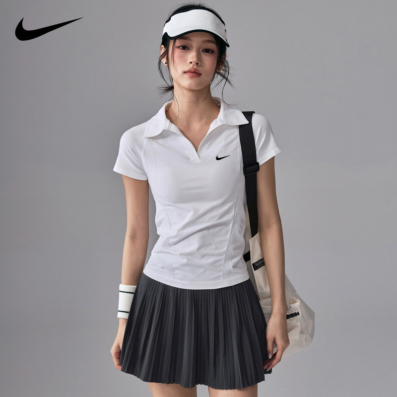 Nike Nike Sports Short-Sleeved Polo Shirt Women's T-Shirt Quick-Drying Fitness Running Slimming Summer Yoga Wear Top