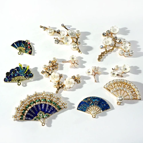 比彩 Китайский древний стиль национальный прилив фанат Феникс сплав с бриллиантами аксессуары Diy Creamy Glue Fan Material