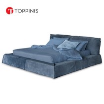 Toppinis Italian minimalist batexr Parisian bed frosted leather genuine leather bed 1 8 m master bedroom designer