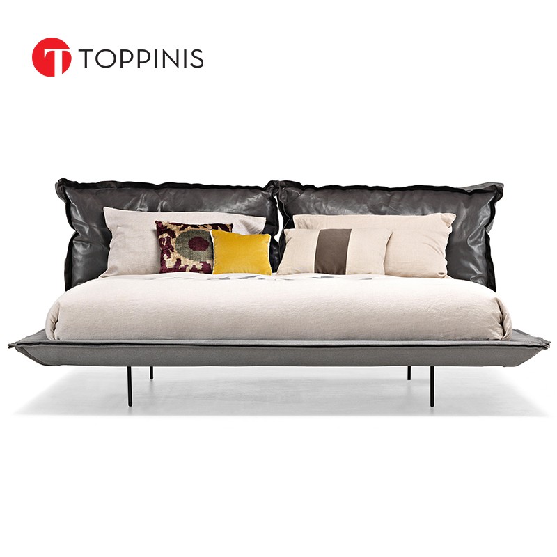 Toppinis Imported Designer Leather Bed Head Buffalo House Master Bed Bedroom 1 8m Twin Designer Putting Bed