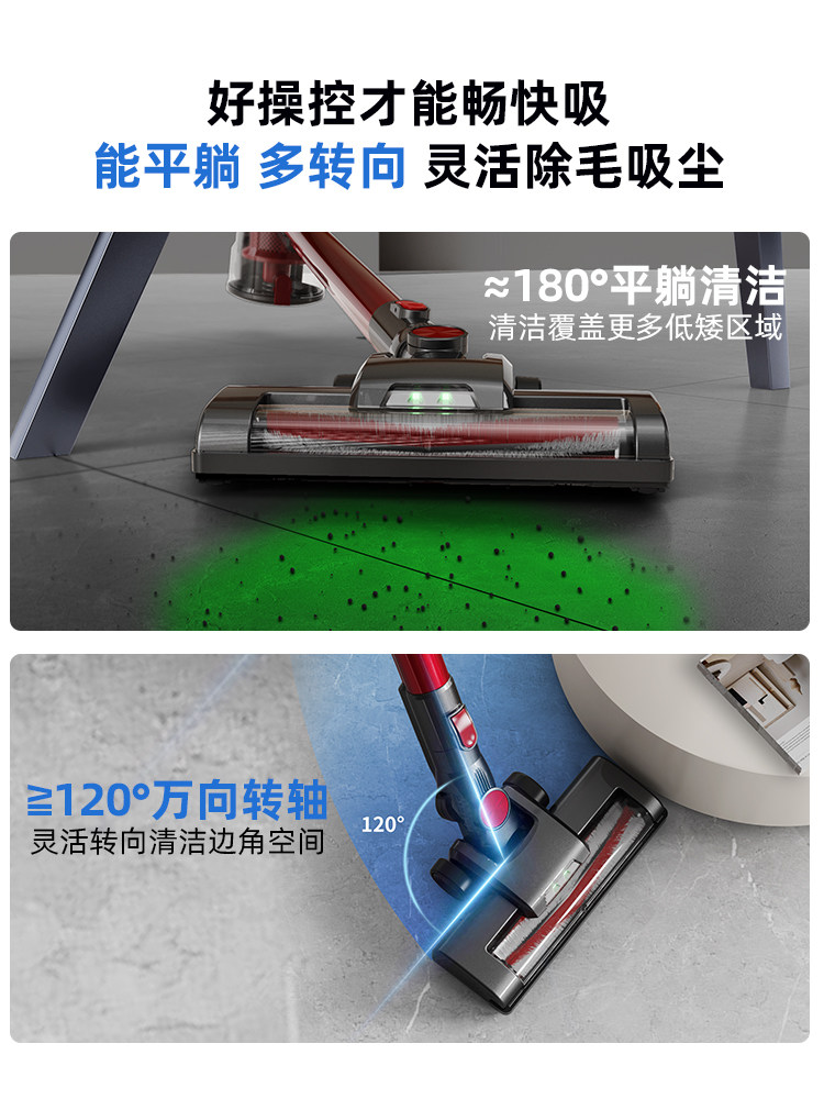 Oxen Cordless Vacuum Cleaner for Home Use, High Suction Power, Powerful Handheld, Small and Lightweight, Cat Hair and Floor Cleaning All-In-One Machine, Mite Removal