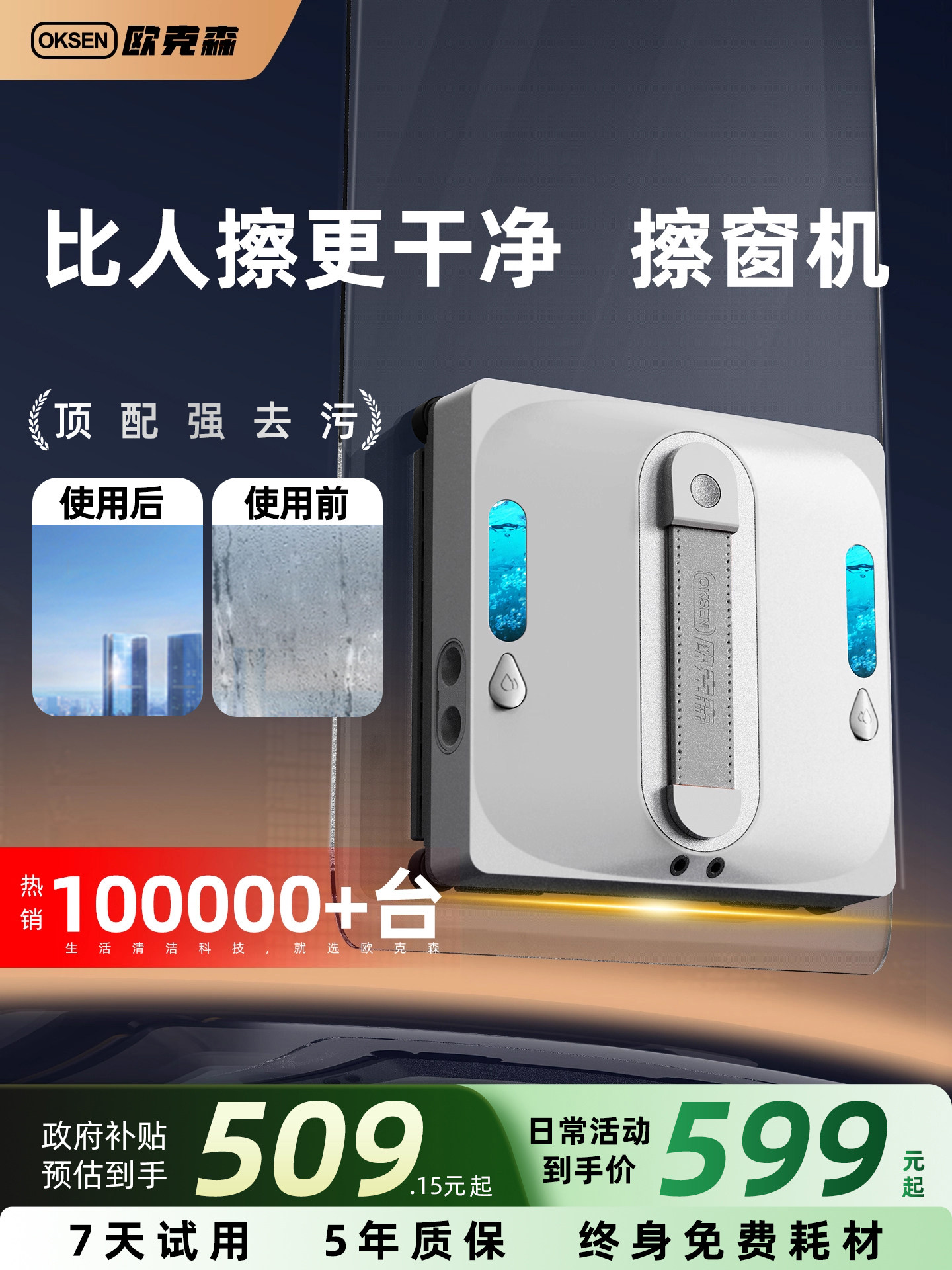 Oxen Glass Cleaning Robot Is a Fully Automatic Household Intelligent High-Rise Window Cleaning Device, Electric Glass Cleaner