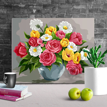 Jane leaf oil painting diy filled plant flower living room hand painted color digital oil color painting adult decompression handmade painting