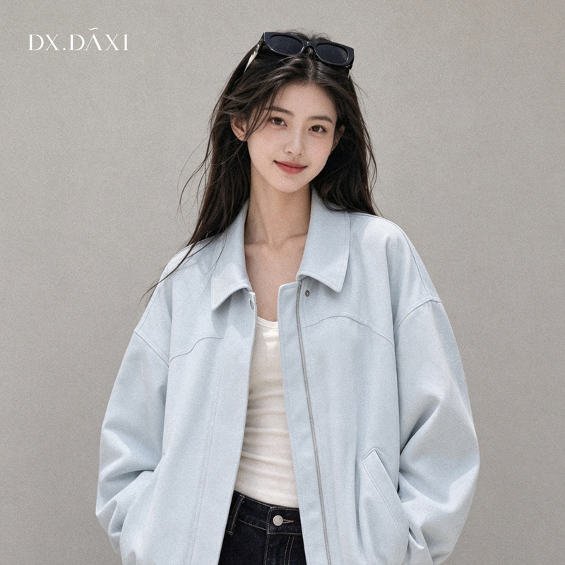 Dai Daxi [Simple and Light] Korean-Style Lyocell Jacket for Women, Autumn 2026, Short, Loose, Slimming, Lapel Jacket