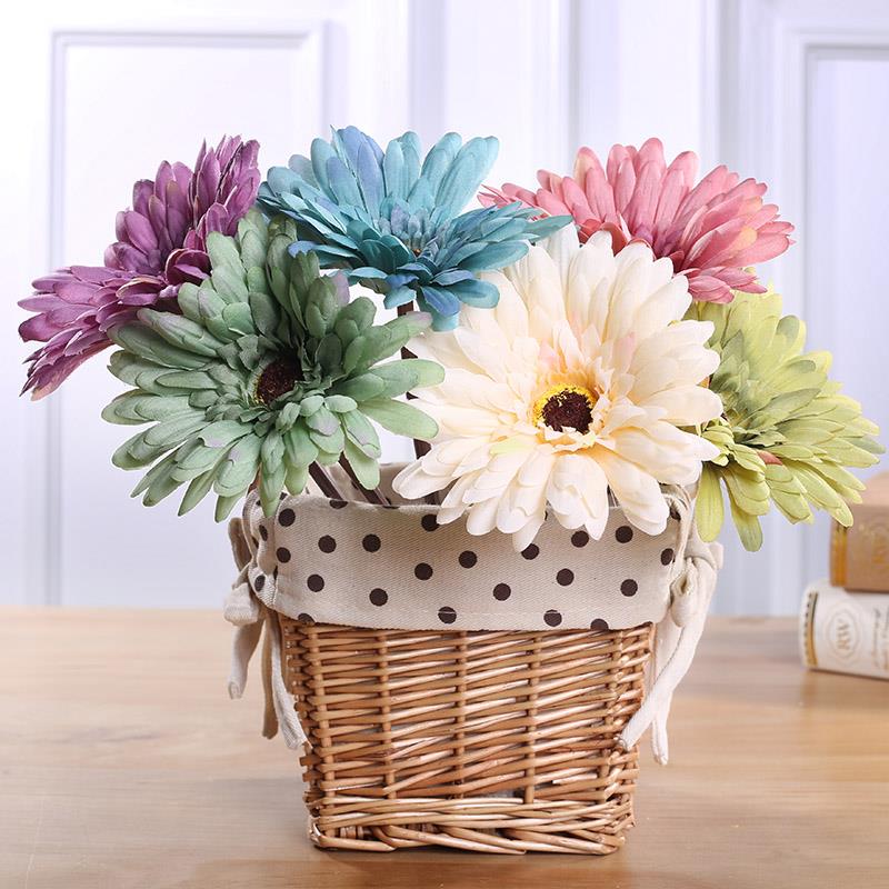 Retro gerbera simulation bouquet chrysanthemum sunflower plastic flower interior decoration flower fake flower silk flower single branch