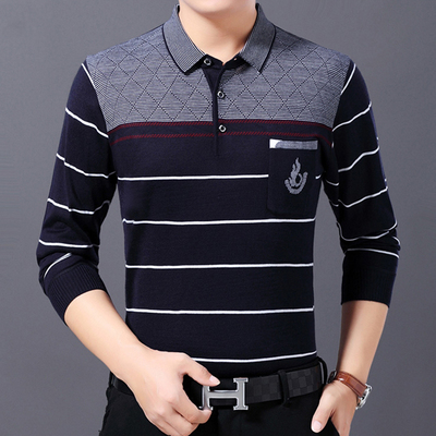 男士秋季爸爸装新款韩版长袖T恤