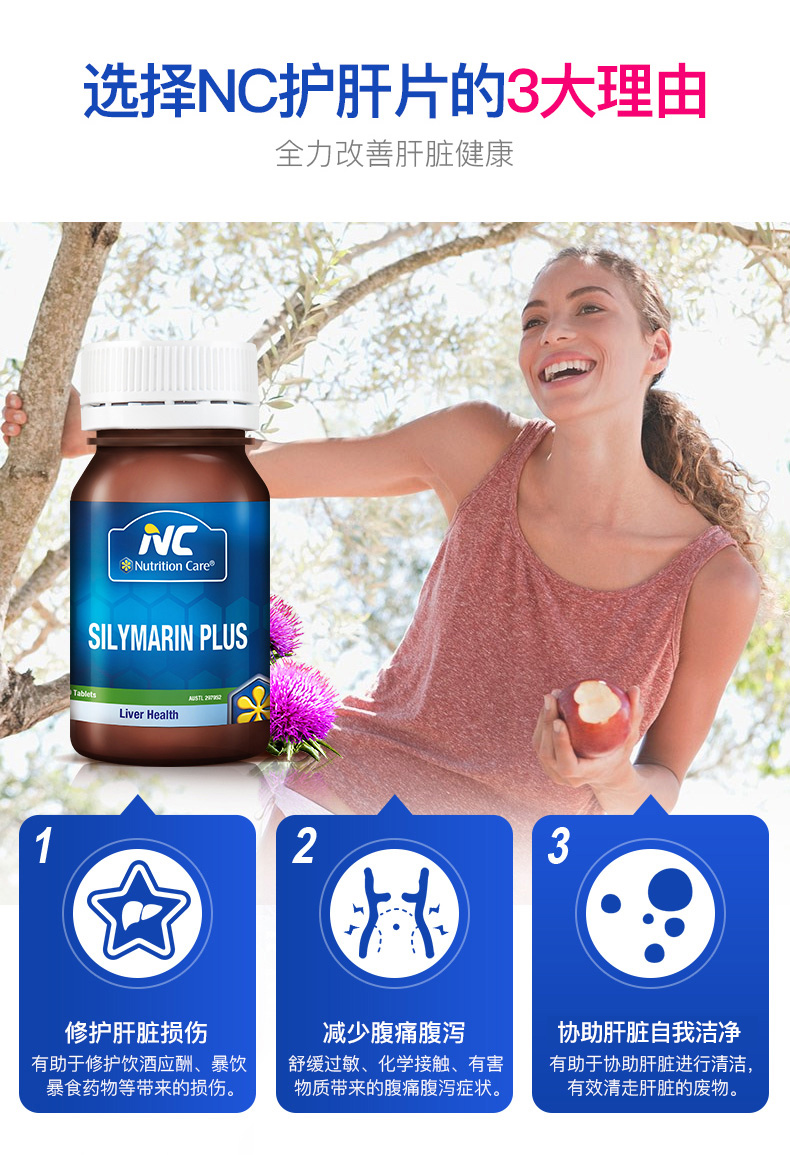 澳洲进口 NutritionCare 水飞蓟素奶蓟草片 60粒 醒酒护肝 图4