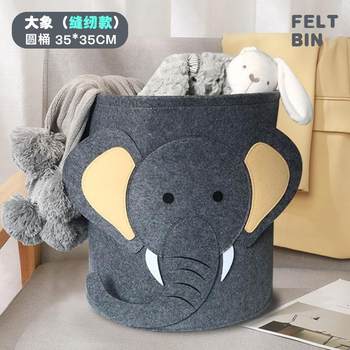 Felt storage basket 37l large capacity ins wind narrow high bedside snacks toys doll clothes cute storage bucket