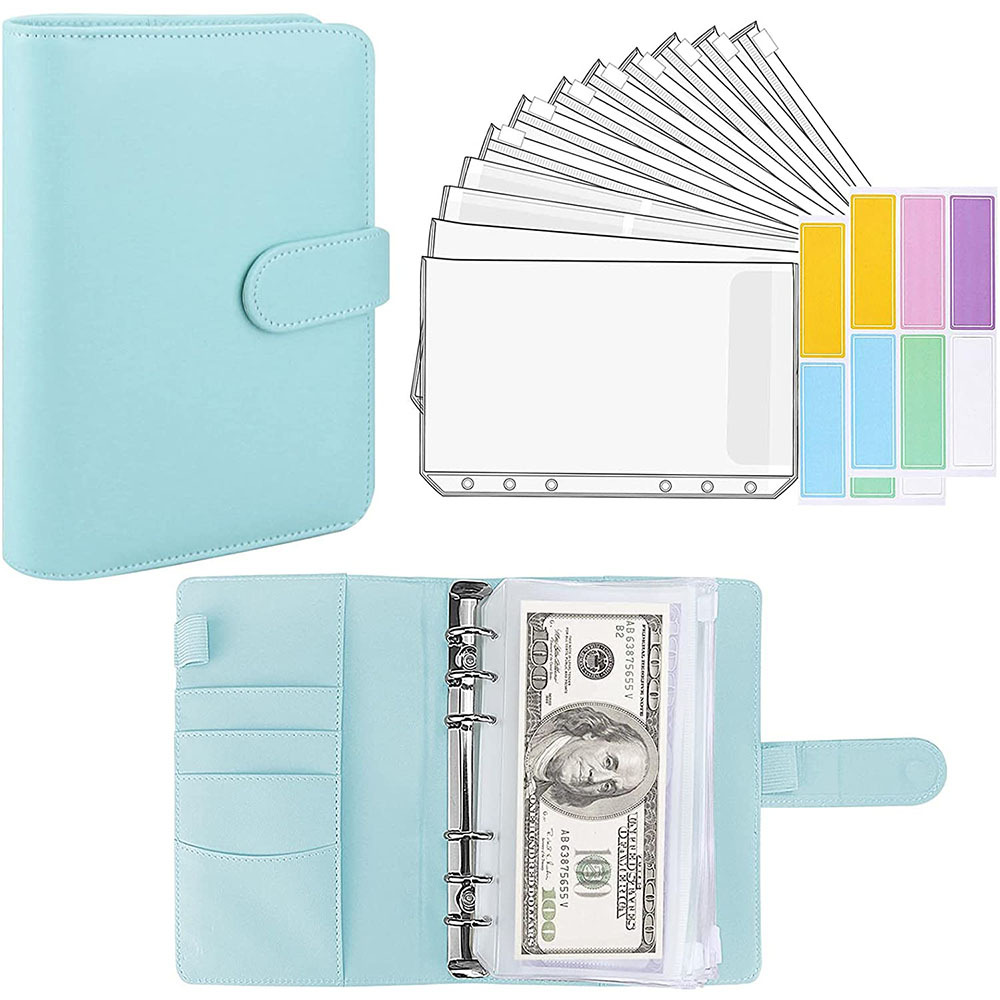 Cross - border A6 joy page with pocket zipper bag Macaron notebook leather PU live page cash budget ledger