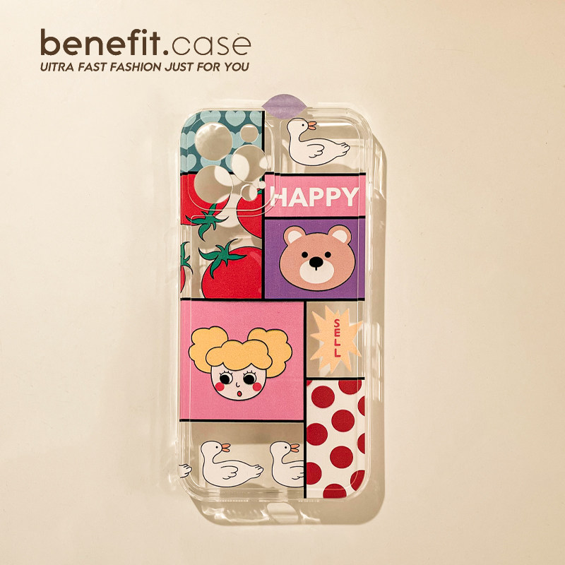 Benefit original puzzle small bear duck applies Apple 13promax phone to protect shell cartoon iphone12min