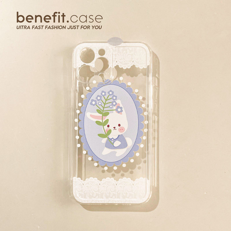 Benefit Cute Teenage Girl Lace Small Rabbit applies Apple 13promax mobile phone protection shell iphone12 silicone mini transparent xsmax cartoon xr rabbit 8