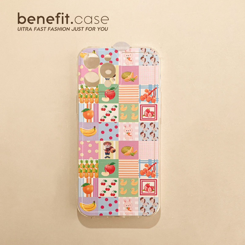 Benefit Japan-ROK fruit farm applies Apple 13promax mobile phone protection shell iphone12 transparent mini anti-fall xsmax cartoon xr cute 8pl