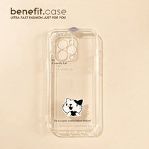 Benefit creative cute black and white kitty applicable Apple 13promax mobile phone shell iphone12 transparent mini cartoon xsmax brief xr anti-fall 8pl