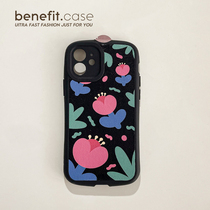 Benefit Japan-ROK Ins Black Bottom Tulip Applicable to Apple 13promax Cell phone shell Brief about iphone12mini Fresh xsmax Art xr Advanced 8