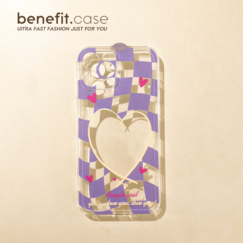 Benefit Brief Chessboard Plaid Loving Photo Frame Applies Apple 13promax Mobile Phone Protection Shell iphone12 Soft Mini Transparent Xsmax Anti-Fall Xr Fresh