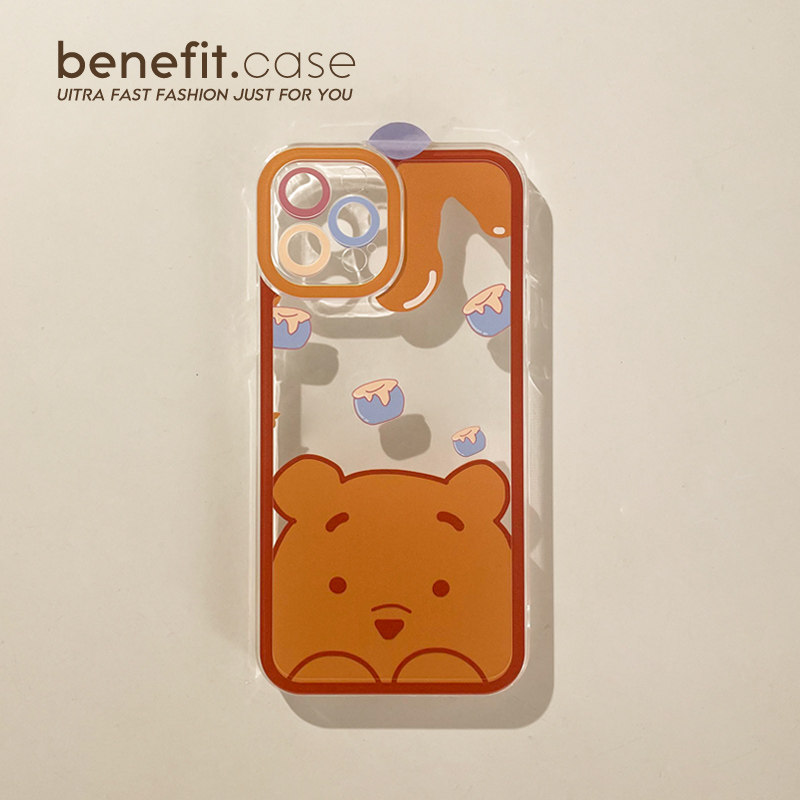 Benefit cartoon honey pot Cubs apply Apple 13promax anti-fall mobile phone protection shell iphone12mini protective sleeve xsmax full package xr transparent 8p