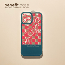 Benefit gge chess red Gflower ins wind chessboard applies Apple 13promax mobile phone shell iphone12mini protective sleeve xsmax anti-fall xr silicone gel