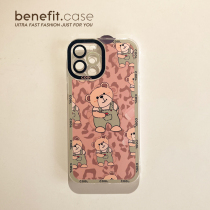 Benefit Cartoon Wearing bear applies Apple 13promax anti-fall mobile phone shell iphone12mini protective sleeve xsmax full package xr transparent 8plus