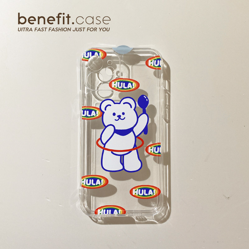 Benefit brief cute dancing Cubs apply Apple 13promax new transparent mobile phone protection shell iphone12mini protective sleeve xsmax mesh red xr