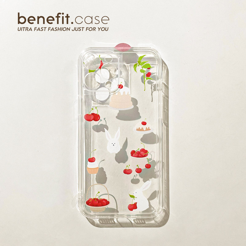 Benefit creative cherry cake applies Apple 13promax mobile phone protection shell cartoon iphone12mini soft