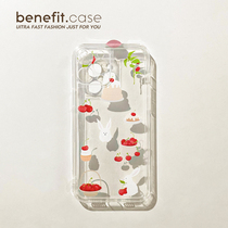Benefit creative cherry cake applies Apple 13promax mobile phone shell cartoon iphone12mini soft
