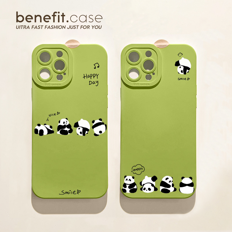 Benefit Happy Time Cute Panda 17Pro16 Suitable for 15 Apple 13 Phone Case iPhone 14 Pro Max New Model 12 Case 11 Simple Xsmax Trendy Xr Full Coverage 8Plus Protective