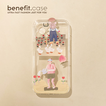 Benefit Japan-ROK duck and duck farm applies Apple 13promax mobile phone shell iphone12 transparent soft mini full package xsmax creative xr oil painting 8plu
