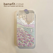 Benefit small freshens full mountain purple flowers apply Apple 13promax mobile phone shell iphone12mini protective sleeve xsmax cute xr Japan-ROK 8p