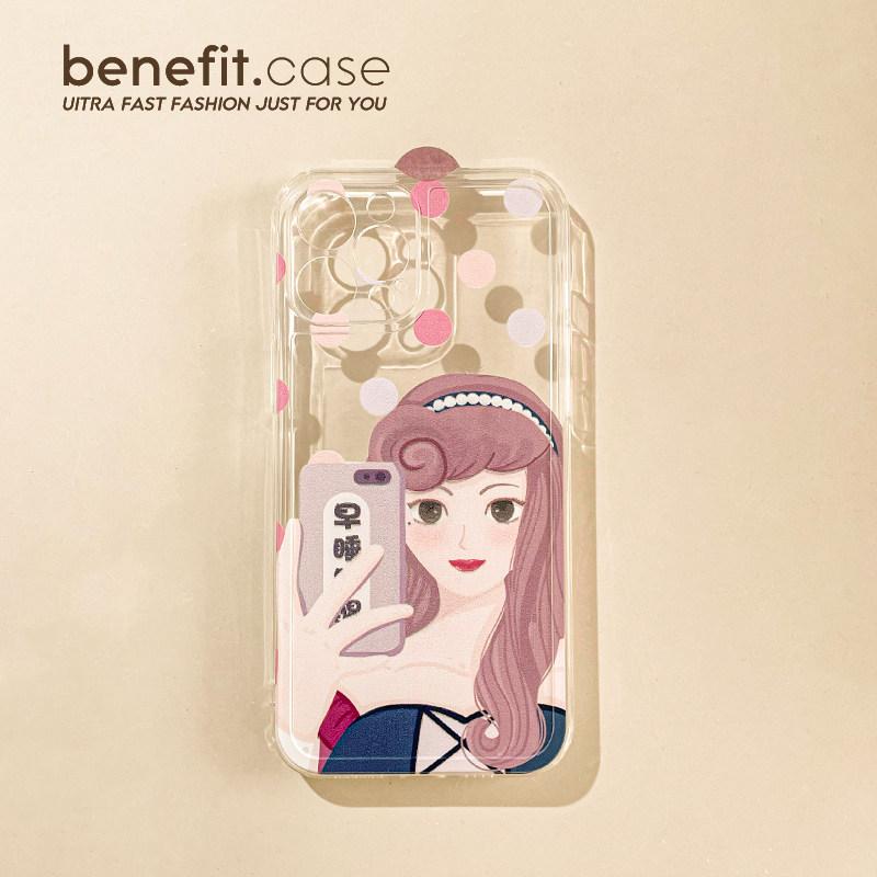 Benefit creative fun selfie princess applies Apple 13promax mobile phone protective shell iphone12 Japan-Japan mini transparent xsmax silicone xr fuck up 8