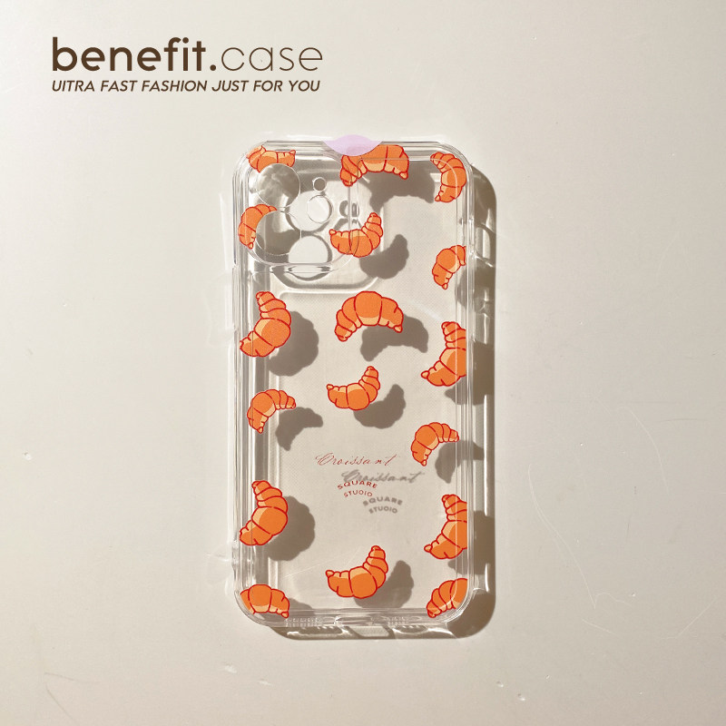 Benefit brief creative horn bag applicable Apple 13promax transparent mobile phone protective shell iphone12mini anti-fall protective sleeve xsmax cartoon xr can