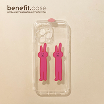 Benefit Cute Teenage Girl Pink Rabbit applies Apple 13promax mobile phone shell iphone12 transparent mini full package xsmax creative xr brief 8plu