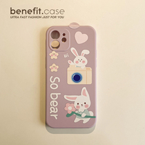 Benefit new cute camera rabbit applies Apple 13promax liquid phone shell iphone12mini protective sleeve xsmax personality xr little fresher 8