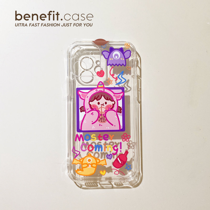 Benefit cartoon lovely maiden wind applicable Apple 13promax mobile phone protective shell iphone12mini protective sheath xsmax brief xr female 8pl