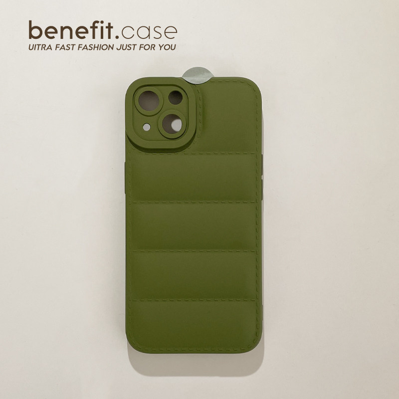Benefit simple down jacket avocado green suitable for apple 13promax mobile phone protective shell creative iphone12mini advanced xsmax simple xr silicone