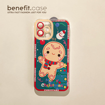 Benefit retro gingerbread man applies apple 13promax anti-fall mobile phone shell iphone12mini protective sleeve xs full package xr transparent 8p superior 7p female