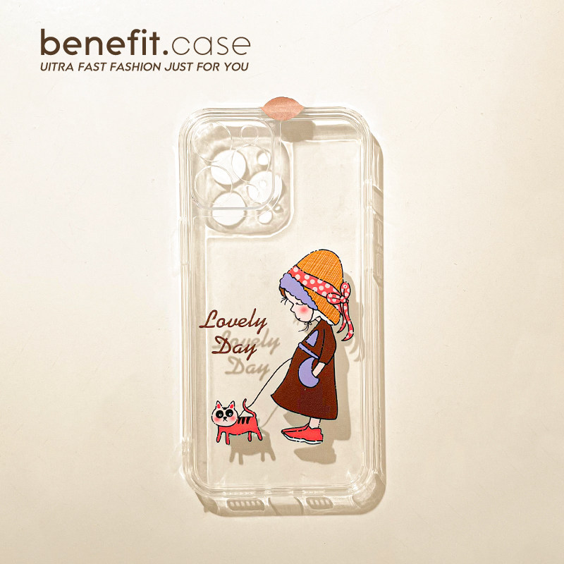 Benefit Japanese Korean cute walking dog girls apply Apple 13 promax mobile phone case iPhone 12mini silicone gel new 14 promax soft 11xs cartoon