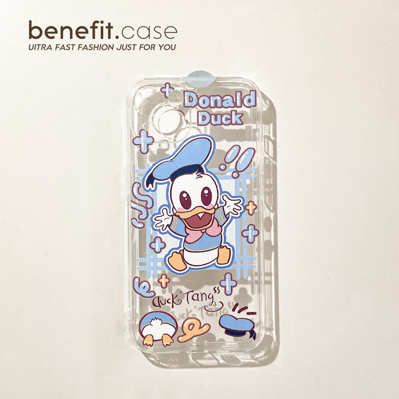 Benefit Japan-ROK couple juvenile Tang Old Duck applicable Apple 13promax mobile phone protection shell cartoon iphone12mini creative xsmax cute xr transparent