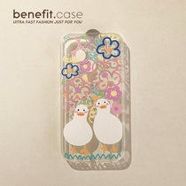 Benefit Cartoon Couple Ducks apply Apple 13promax lovers mobile phone shell iphone12mini protective sleeve xsmax anti-fall xr silicone 8plus