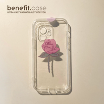 Benefit brief about a rose to apply Apple 13promax mobile phone shell iphone12mini protective sleeve xsmax transparent inwind xr anti-fall 8p