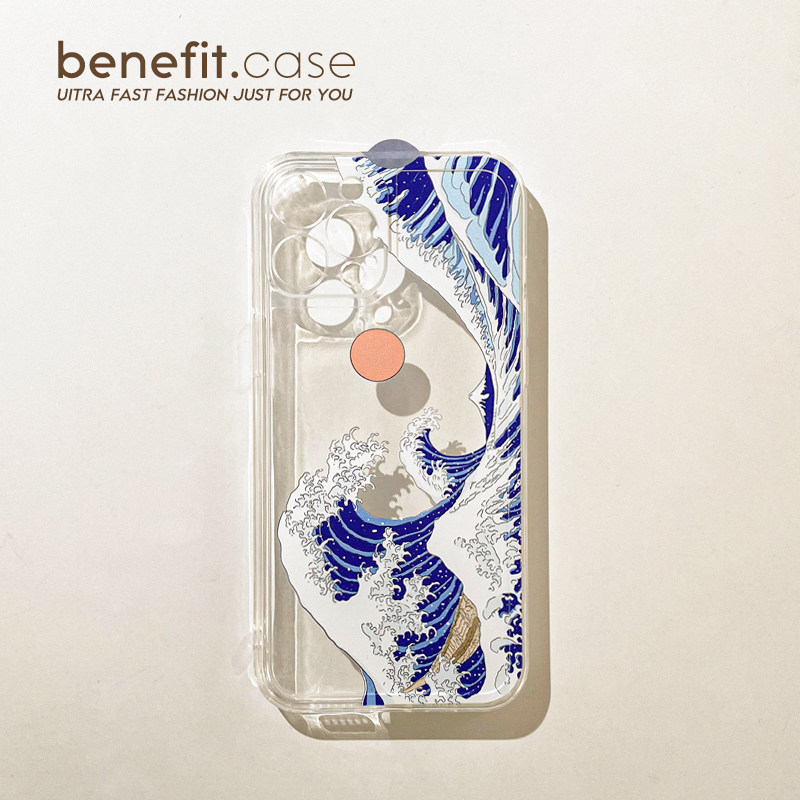 Benefit day series ins wind waves apply Apple 13promax mobile phone protection shell transparent iphone12mini personality xsmax oil painting xr soft shell 8